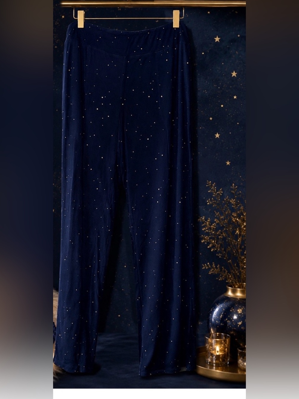 Soma Cool Nights Star Print Lounge Pants Pajama Sleepwear Navy Blue Extra Large